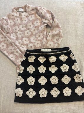Zara Girls Floral Sweater & Skirt Set Long Sleeve 8-9Y